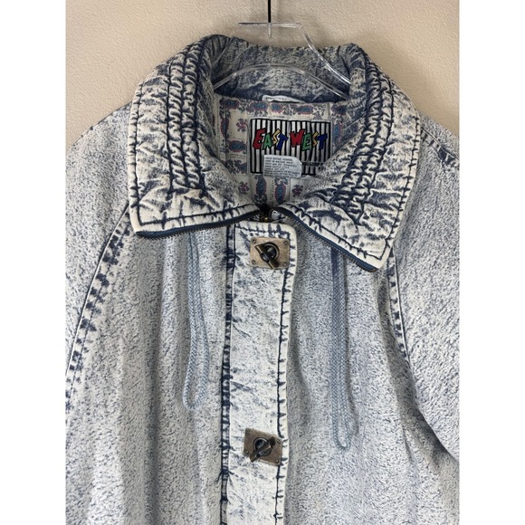 Vintage East West Jacket Womens Small Blue Denim Acid Wash Quilted Pockets‎ 90s - Picture 2 of 16
